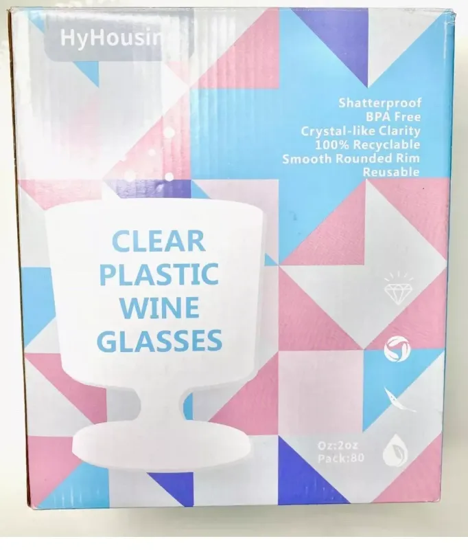 Photo 1 of Shatterproof
BPA Free
ACrystal-like Clarity100%
Recyclable
Smooth Rounded Rim
Reusable
CLEAR PLASTIC
WINE
GLASSES
Oz:2oz
Pack:80