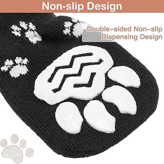 Photo 2 of Dog Socks Outdoor Prevent Slipping Waterproof Dog Shoes for Hot Cold Pavement for Indoor on Hardwood Floor Wear Velcro Paw Protector,Black S 