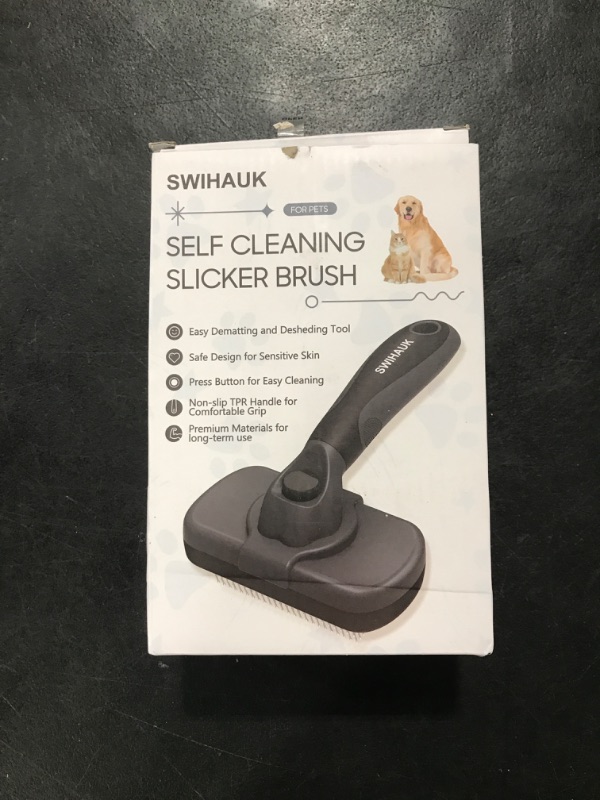 Photo 2 of Swihauk Self Cleaning Slicker Brush - Skin Friendly for Dogs & Cats, Deshedding Grooming Tool for Shedding Hair, Puppy Brush for Haired Pets