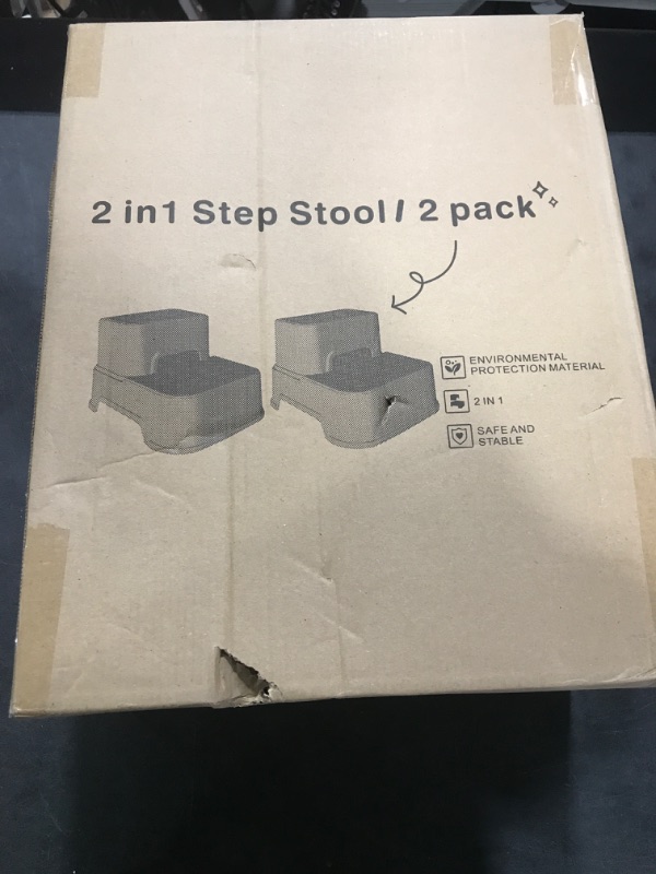 Photo 2 of 2 Step Stool for Kids (2 Packs),Toddler Stool for Bathroom Sink,Potty Training,Toilet Stool, Slip Resistant(Grey)