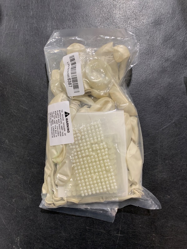 Photo 1 of 134PCS Pearl White Double-Stuffed Balloons Garland Arch Kit With 600PCS Pearl Stickers,18/12/10/5 inch Different Size Pearl Ivory Balloons for Wedding Bridal Shower Engagement Decorations