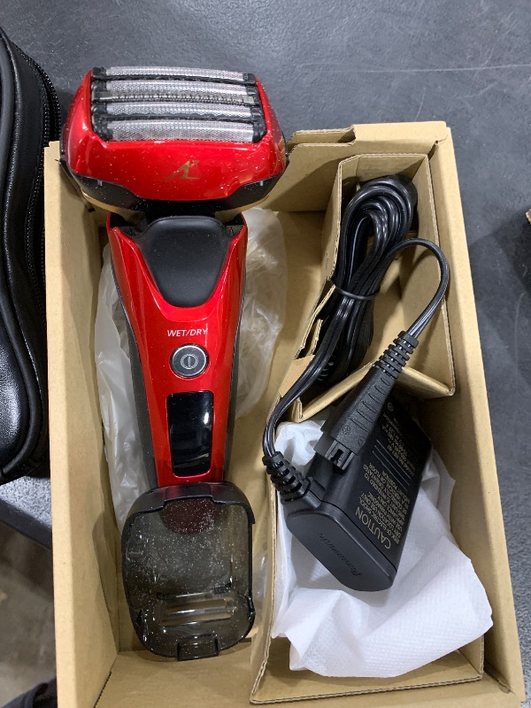 Photo 2 of Panasonic ARC5 Electric Razor for Men with Pop-up Trimmer, Wet Dry 5-Blade Electric Shaver with Intelligent Shave Sensor and 16D Flexible Pivoting Head - ES-ALV6HR (Red)