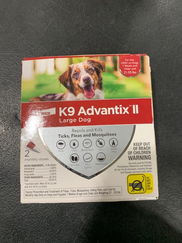 Photo 2 of K9 Advantix II Large Dog Vet-Recommended Flea, Tick & Mosquito Treatment & Prevention | Dogs 21-55 lbs. | 2-Mo Supply