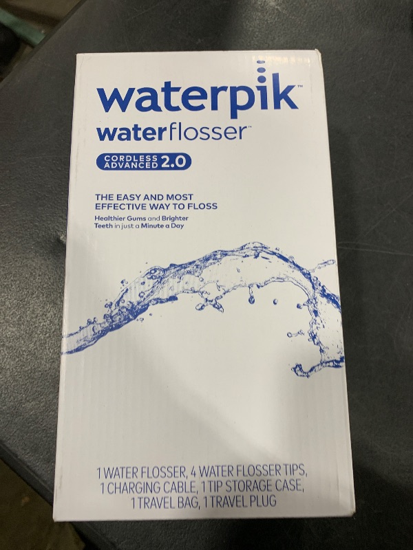 Photo 2 of Waterpik Cordless Advanced 2.0 Water Flosser For Teeth, Gums, Braces, Dental Care With Travel Bag and 4 Tips, ADA Accepted, Rechargeable, Portable, and Waterproof, Gray WP-587, Packaging May Vary