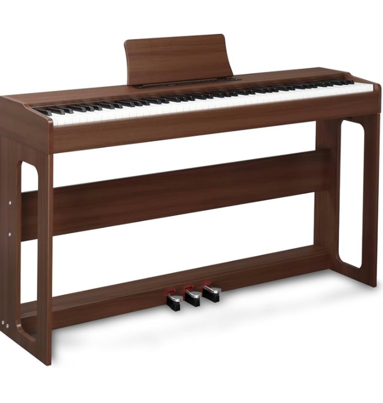 Photo 1 of Ktaxon Digital Piano 88-Key Weighted Action Electric Piano with 3-Pedal Unit, Double Bluetooth, Split/Touch/Transpose Control Functions(Black Walnut)