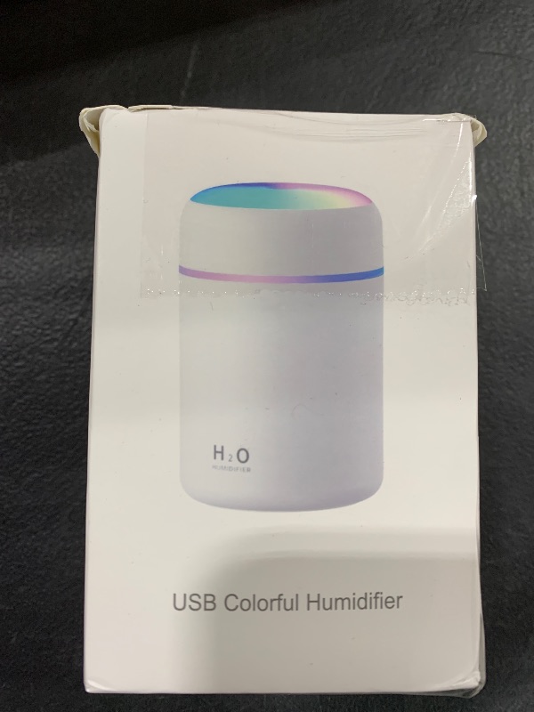 Photo 2 of Portable Mini Humidifier, Colorful, Cool Mist, USB Powered. Perfect for Bedroom, Office & Car (300ml, Gray)