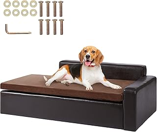 Photo 1 of VEVOR Pet Couch for Small Dogs and Cats, Soft Leather Dog Sofa Bed, 60 lbs Loading, Black
