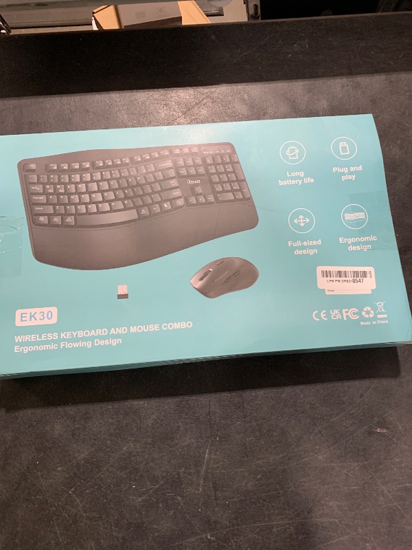 Photo 1 of Ergonomic Wireless Keyboard and Mouse Combo, Wave Keys Keyboard with Wrist Rest for Natural Typing, 3 DPI Adjustable Ergonomic Silent Mouse for Computer/Laptop/Windows/Mac (Black)