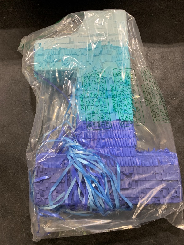 Photo 1 of BLUE PANDA Number 1 Pull String Pinata for 1st Birthday Party Decorations - 6.5 x 11.5 x 3 In Ombre Blue Number 1 Pinata with String