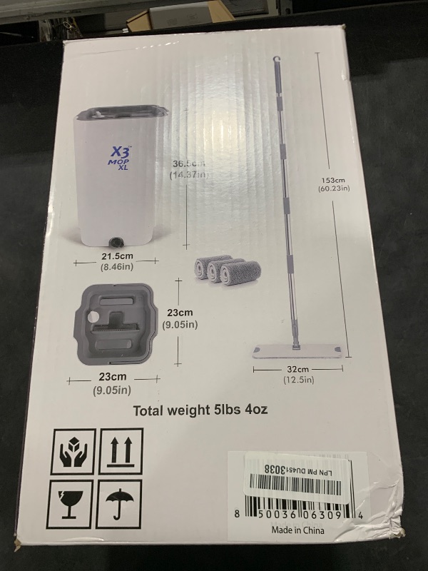 Photo 1 of X3 Mop XL, Separates Dirty and Clean Water, 3-Chamber Design, Flat Mop and Bucket Set, Hands Free Home Floor Cleaning, 3 Reusable Microfiber Mop Pads Included