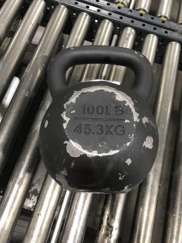 Photo 1 of Fitvids Powder Coated Cast Iron Kettlebell 100 Lbs Weights Strength Training Kettlebells for Weightlifting, Conditioning, Strength & Core Training