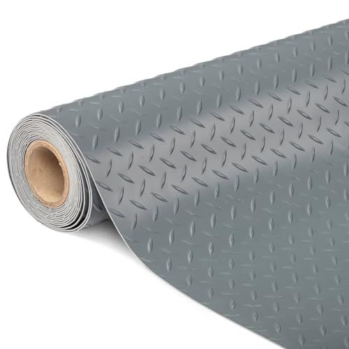Photo 1 of TUFFIOM 7.5 X 17 FT Garage Floor Mat, Thickened Diamond Plate PVC Garage Mats Flooring Roll for Under Car, Garage Car Parking Mats for Compact SUVs, S

