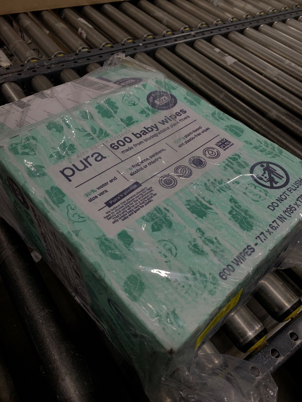 Photo 1 of Pura Natural Sensitive Baby Wipes, 99% Water, Unscented & Hypoallergenic, Suitable for Sensitive & Eczema-prone Skin, Hypoallergenic, EWG Verified, 10 Pack of 60 Wet Wipes (600 Diaper Wipes) Bulk Buy