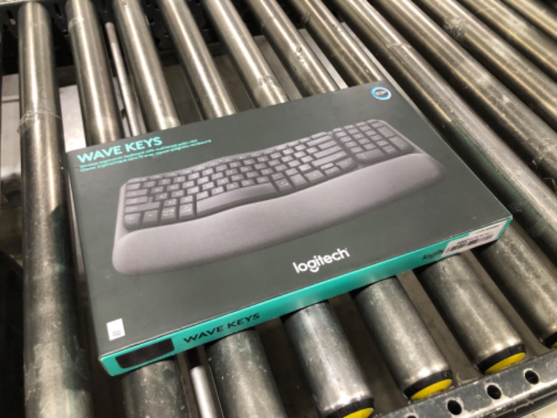 Photo 1 of Logitech Wave Keys Wireless Ergonomic Keyboard with Cushioned Palm Rest, Comfortable Natural Typing, Easy-Switch, Bluetooth, Logi Bolt Receiver, for Multi-OS, Windows/Mac - Graphite