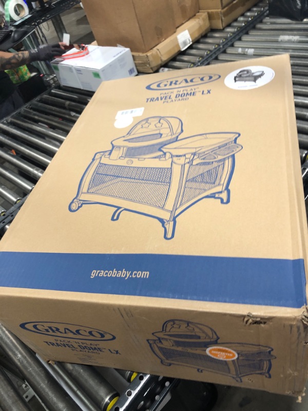Photo 1 of Graco Pack n Play Dome LX Playard with Baby Bassinet, Lightweight Portable Crib, Push-Button Fold Travel Crib, Redmond, Convertible