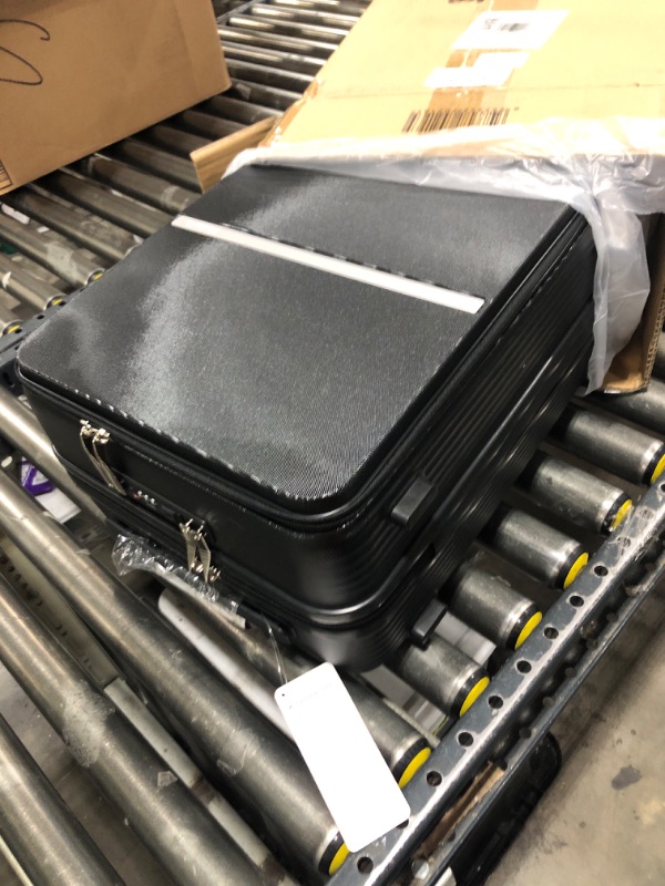 Photo 1 of Hanke 20 Inch Carry On Luggage Airline Approved Hard Shell Suitcases with Wheels & Front Pocket Travel Luggage Lightweight Carry On Suitcase for Travel Rolling Luggage(Black)