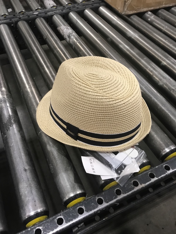 Photo 1 of Comhats Oversize L Mens Summer Straw Fedoras Sun Hats Panama Derby Packable 57-64cm 22.4"-25.2" 7 1/8-8