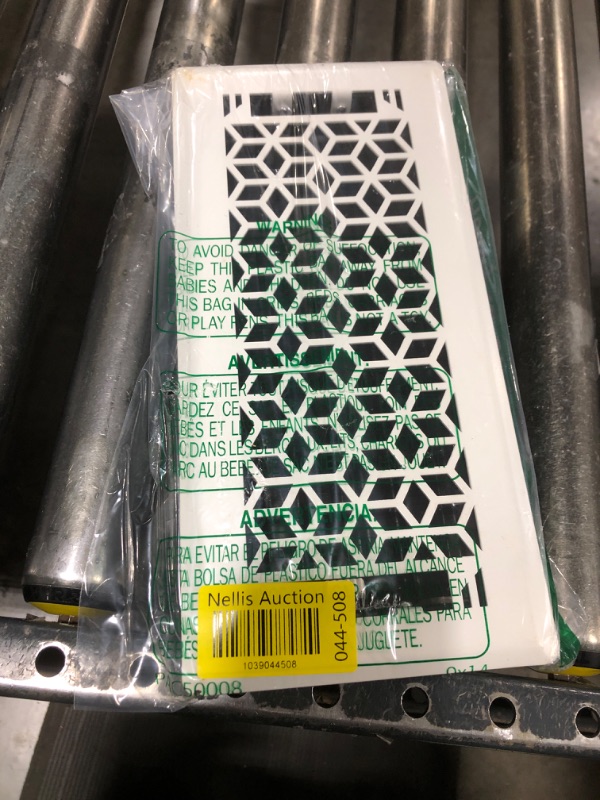 Photo 1 of Sierra Grates 4" x 10" Vector Design Steel Floor Register in Glacier White Finish with mounting Clips- for Floor or Side Wall- Decorative Air Vent Covers- Floor Register 4” x 10”
