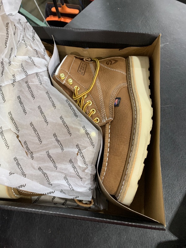 Photo 1 of SUREWAY 6” Wedge Moc Toe Work Boots for Men - Soft Toe, Premium Full-Grain Leather, Lightweight Work Boots/Shoes, Comfort Insole, Superior Oil/Slip Resistant, Real Goodyear, EH Rated Industrial