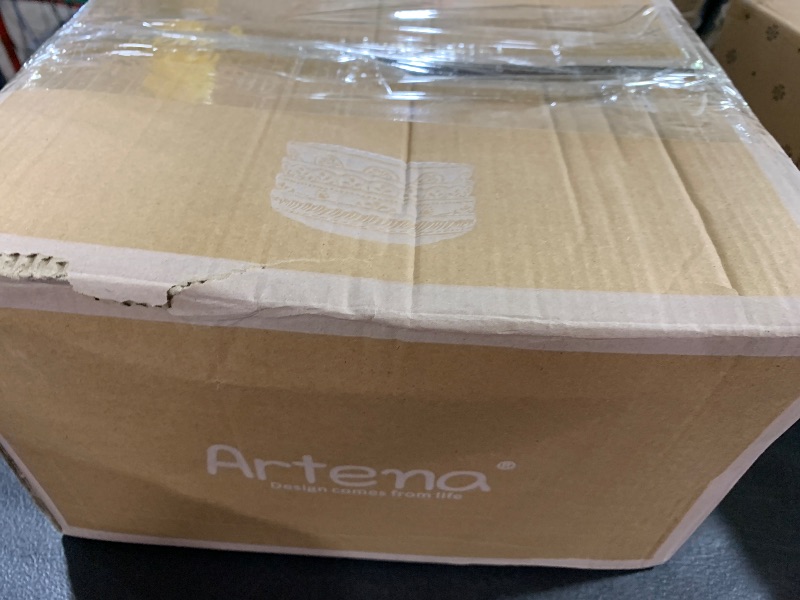 Photo 1 of Artena Pasta Bowls, 50oz Large Salad Serving Bowls, 9.75'' Plates Bowls Set of 4, Big White Ceramic Soup Bowls for Kitchen, Embossment Shallow Dinner Bowl, Microwave Dishwasher Safe, Multiple Patterns