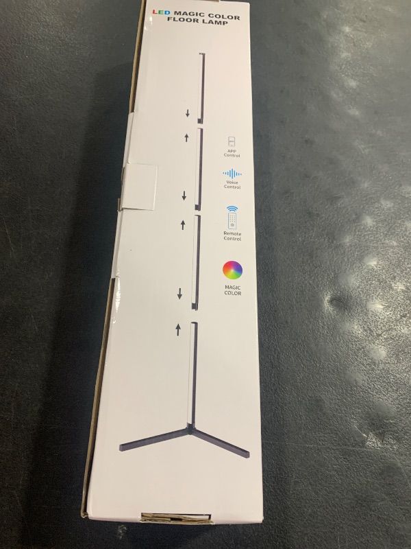 Photo 1 of WISIMMALL RGB Corner Floor Lamp, Bluetooth APP and Remote Control Music Sync LED Modern Floor Lamp for Living Room, Light Timing, 398 Dimmable Modes, 64.5" RGB Color Changing Mood Lighting