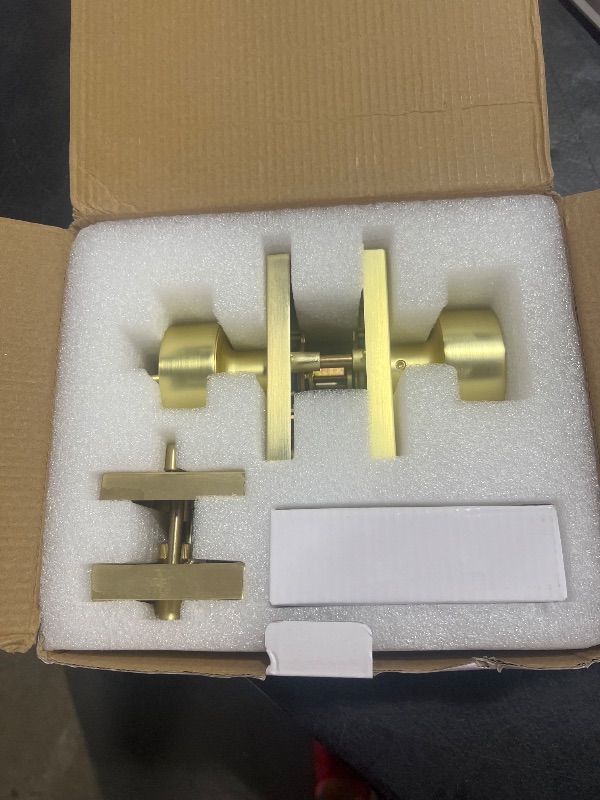 Photo 1 of goldenwarm Gold Exterior Door Knob with Deadbolt, Square Contemporary Brushed Gold Exterior Door Lock Set with Deadbolt, Heavy Duty Brass Front Entry Door Locksets with Deadbolt(1 Pack)