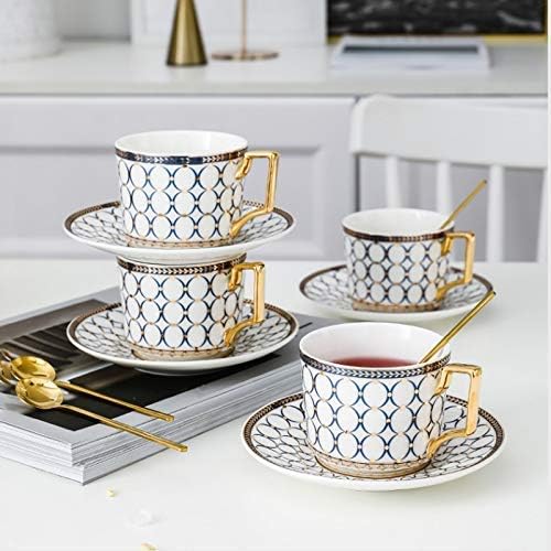 Photo 1 of Ceramic Tea Set Pot Kettle Heat Resistant Infuser Coffee Cups Mugs Gold Handle