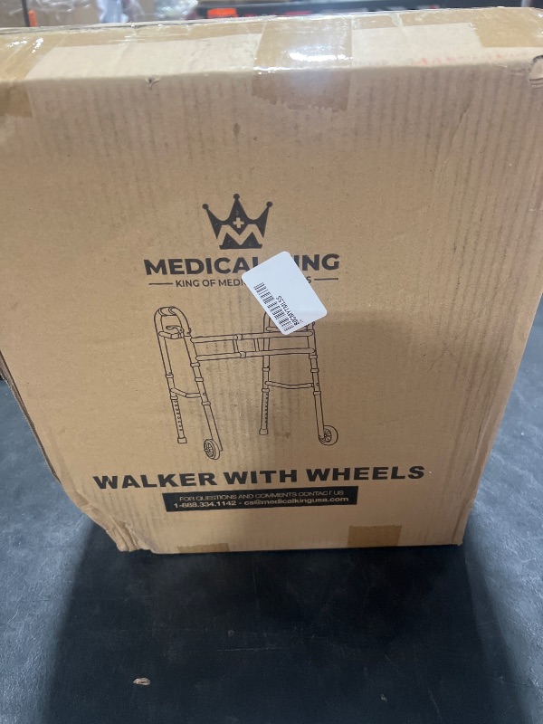 Photo 1 of Medical king Walkers for Seniors Aluminum Lightweight Walker with Wheels, Adjustable Width and Height, Folding Walker for Elderly, Handicapped, Disabled 2 Wheels in Front