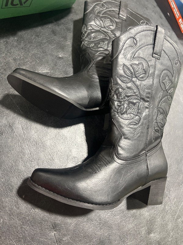 Photo 1 of IXU Cowboy Boots For Women Wide Calf Pointy Toe Cowgirl Boots Mid Calf Western Boots  9.5