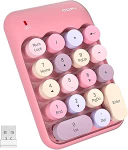 Photo 1 of MOFII Wireless Number Pads - Pink Numeric Keypad 18 Keys USB 2.4G Round Keycap Colorful Extensions Keypads, Financial Accounting Portable Numpad 10 Key for Laptop/PC/Notebook/Surface Pro