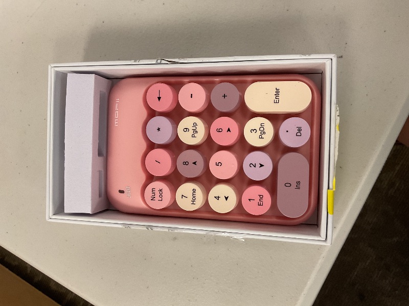 Photo 1 of MOFII Wireless Number Pads - Pink Numeric Keypad 18 Keys USB 2.4G Round Keycap Colorful Extensions Keypads, Financial Accounting Portable Numpad 10 Key for Laptop/PC/Notebook/Surface Pro