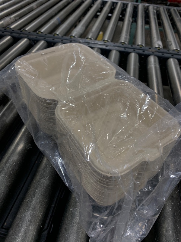 Photo 1 of [50 COUNT]Harvest Pack PFAS FREE 6 X 6" Compostable Square Hinged Container, Single Compartment Clamshell Takeout Box, Heavy-Duty Bagasse Food Container, Made from Eco-Friendly Plant Fibers