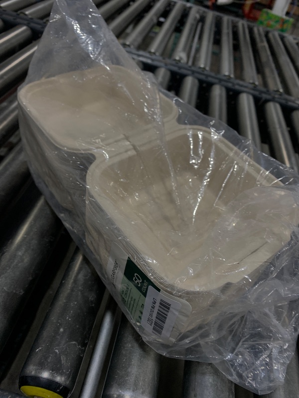 Photo 1 of [50 COUNT]Harvest Pack PFAS FREE 6 X 6" Compostable Square Hinged Container, Single Compartment Clamshell Takeout Box, Heavy-Duty Bagasse Food Container, Made from Eco-Friendly Plant Fibers