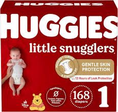 Photo 1 of Huggies Size 1 Diapers, Little Snugglers Baby Diapers, Size 1 180 Ct (3 packs of 60), Packaging May Vary
