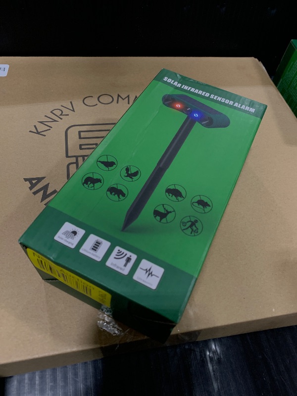 Photo 1 of Qualirey 1 Pack Solar Ultrasonic Animal Repellent Outdoor Waterproof Nocturnal Animal Deterrent with Adjustable Motion Sensor Alarm Flashing Light Repel Raccoon Cat Dog Fox Deer for Yard Garden Lawn
