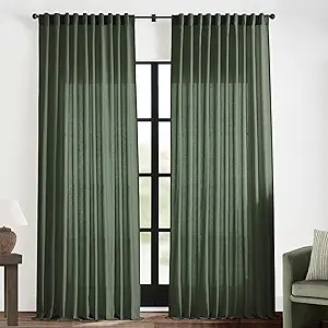 Photo 1 of XTMYI Linen Cotton Farmhouse Curtains for Living Room Bedroom 84 Inches Long Two Sheer