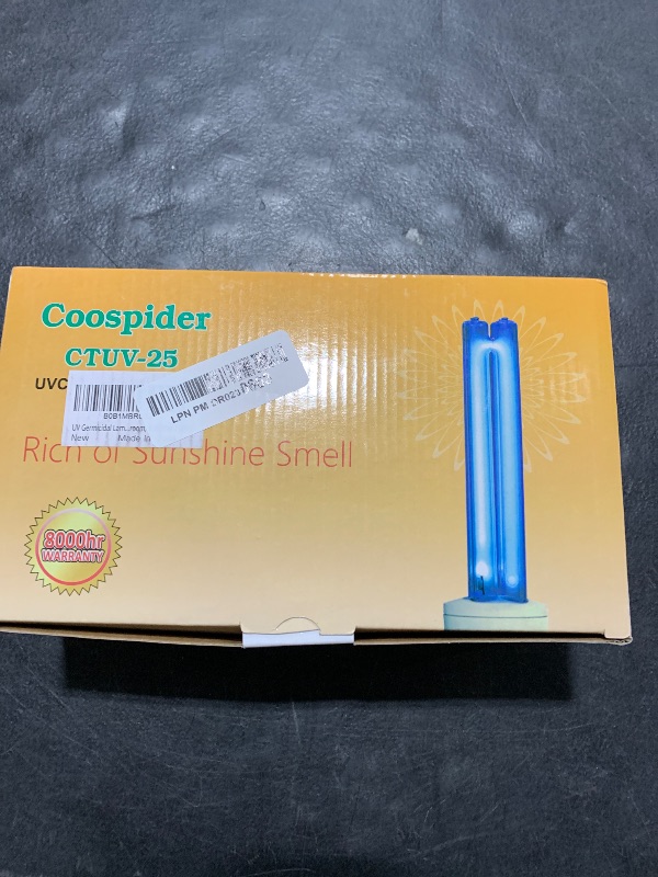 Photo 1 of 25 Watts UVC Sanitizer Lamp Ozone Free UVC Light Bulb with Base and 3-Gear Timer 253.7nm Wavelength UV Light for Bedroom/Closet/Kitchen/Bathroom E26 110V CTUV-25