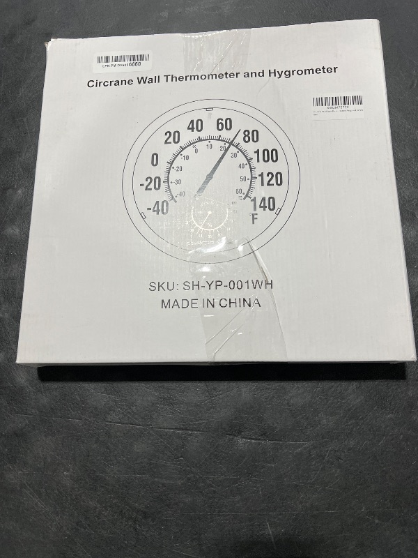 Photo 1 of Circrane 13.25 Inch Round Thermometer with Hygrometer, Large Indoor Wall Thermometer Patio Bimetal Weather Thermometer, No Battery Required, White