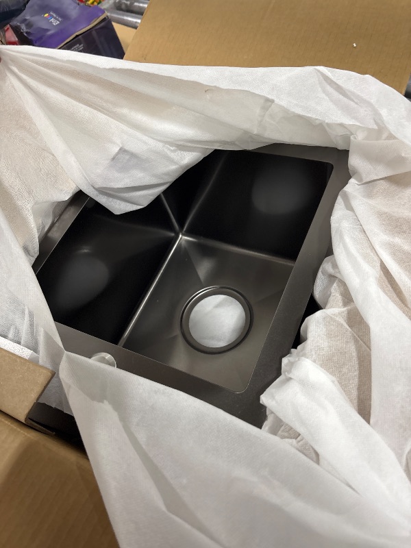 Photo 1 of 13 x 15 inch Drop in Bar Sink Black, Small Topmount Kitchen Sink Single Bowl 18 Gauge Handmade Wet Bar Sink with Drain