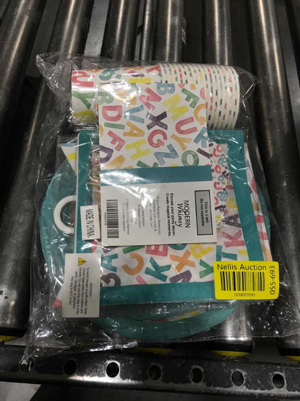 Photo 1 of Modern Whimsy 78 pcs Rainbow Birthday Decorations | ABC Birthday Party Supplies | ABC Birthday Party Decorations: ABC Rainbow Plates, Cups, Napkins, Happy Birthday Banner & Cupcake Toppers