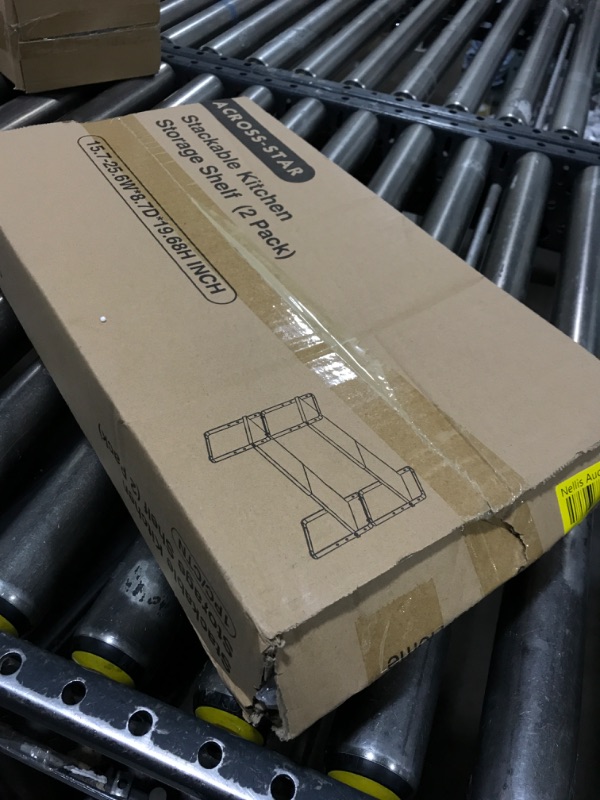 Photo 1 of Across-Star Expandable Cabinet Shelf Organizer Rack, Stackable Kitchen Counter Storage Shelves Stand, Adjustable Height Pantry Shelf Spice Rack (White, 2 Pack)