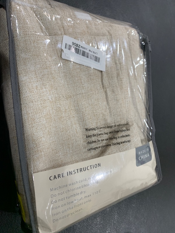 Photo 1 of 100% Blackout Shield Linen Blackout Curtains for Bedroom 96 Inches Long, Back Tab/Rod Pocket Living Room Drapes, Thermal Insulated Blackout Curtains 2 Panels Set, 50" W x 96" L, Beach Sand