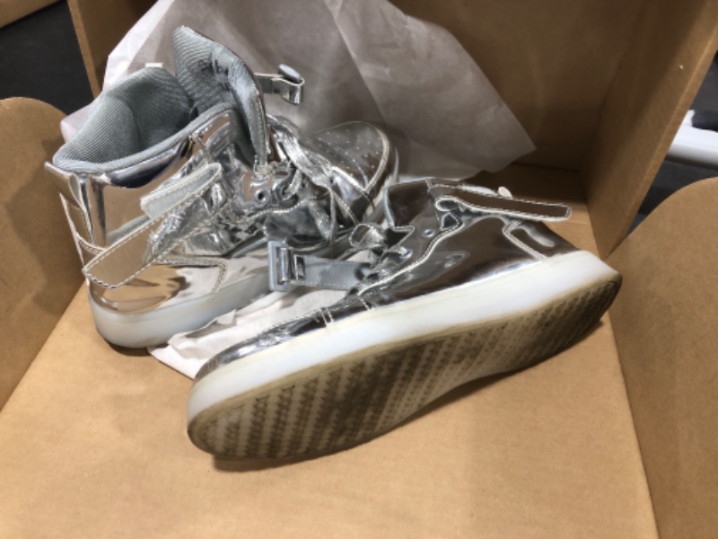 Photo 1 of Led  Shoes Unisex High top Sneakers Flashing Shoes for Women Men Teens with USB Charging Glowing Luminous Shoes Silver