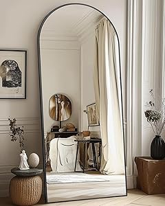 Photo 1 of Antok Full Length Mirror, 44"x76" Arched Floor Mirror, Glassless Mirror Full Length with Stand, Floor Mirror Freestanding, Wall Mounted Mirror for Living Room Bedroom, Black