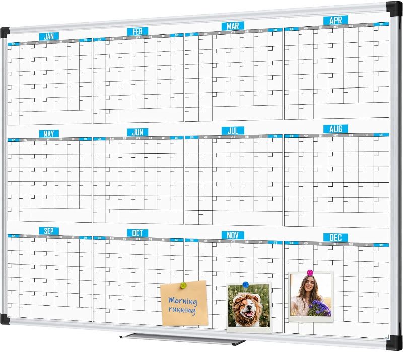 Photo 1 of XBoard Magnetic Calendar Whiteboard 48" x 36", 12 Months Calendar Dry Erase Board, Silver Aluminium Framed White Board Planner for Home School...
