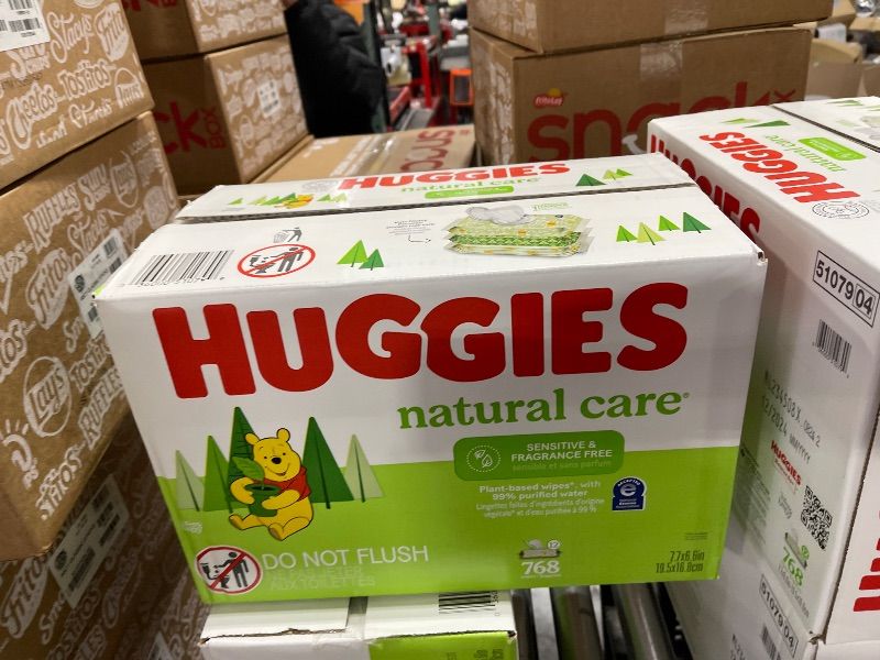 Photo 1 of Huggies Natural Care Sensitive Baby Wipes, Unscented, Hypoallergenic, 99% Purified Water, 12 Flip-Top Packs (768 Wipes Total), Packaging May Vary