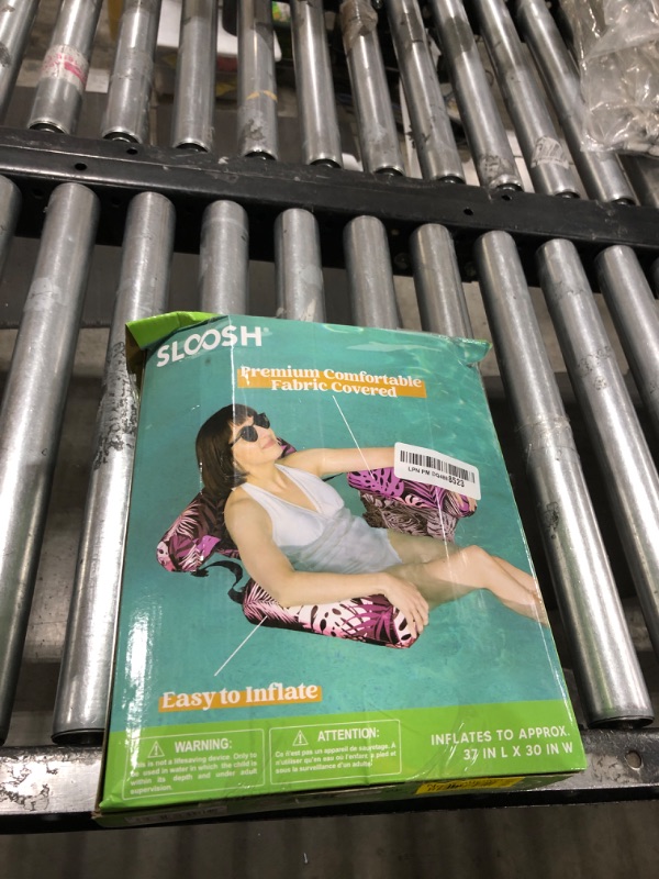 Photo 1 of Sloosh 2 Pack Tropical Leaves Adjustable Hammock Chairs, Pink, Blue - Pool Floating Chairs, Adult Heavy Duty, Buoyant Pillows, Portable, Premium Comfort
