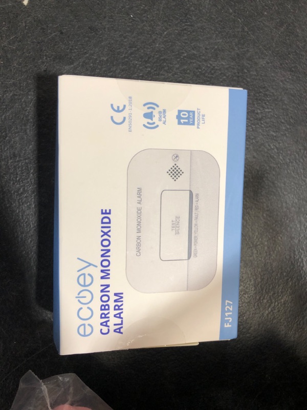Photo 1 of Ecoey Carbon Monoxide Detector, 10-Year CO Detector with Human Alarm Sounds and Test Button, Carbon Monoxide Alarm Replaceable Battery-Operated for House and Bedroom, FJ127, 1 Pack