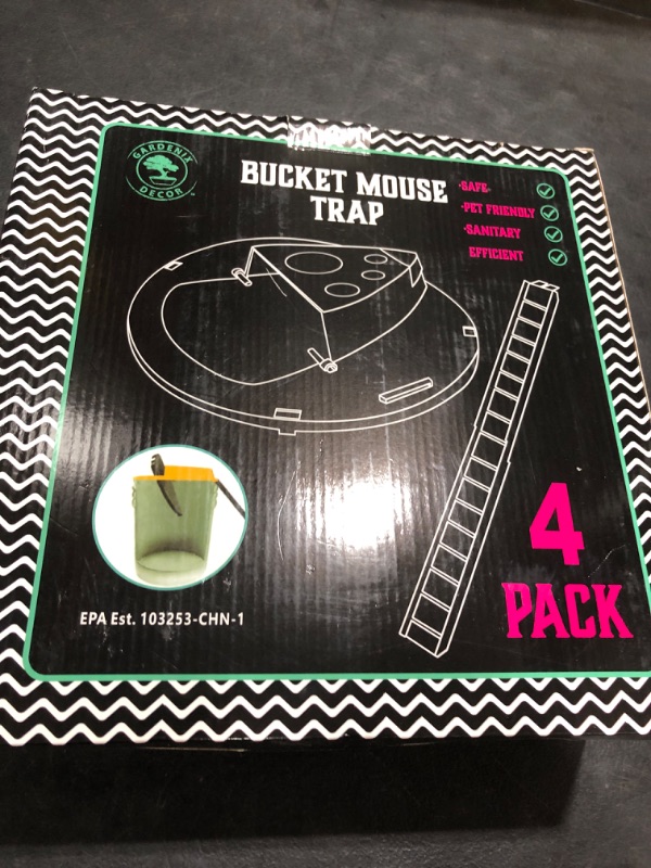 Photo 1 of Mouse Trap Bucket- 5 Gallon Bucket Lid Mouse Rat Trap 4 Pack - Automatic Reset Flip and Slide Mouse Trap - Humane Mouse Rat Traps for Indoor Outdoor Use - Reusable Mouse Trap