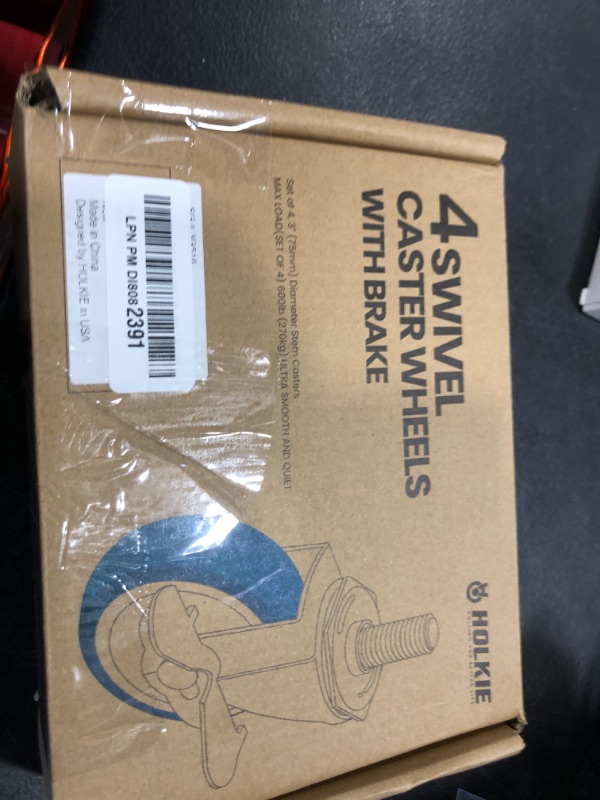 Photo 1 of HOLKIE Caster Wheels 3 inch Locking Stem Casters, 5/16" -18 x 1-1/2" (Stem Diameter 5/16", Stem Length 1-1/2") Threaded Stem Casters Swivel Casters Set of 4 Heavy Duty Castors Gray